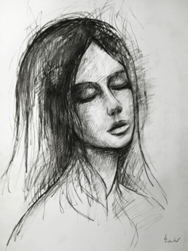 Drawing titled "Dreamer" by Luciano Lombardi, Original Artwork, Charcoal