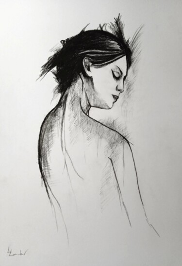 Drawing titled "Grace" by Luciano Lombardi, Original Artwork, Charcoal