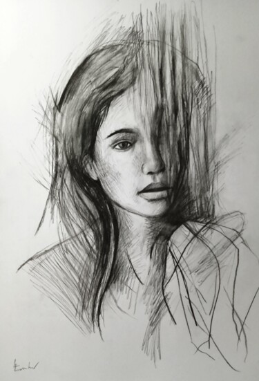 Drawing titled "13 years" by Luciano Lombardi, Original Artwork, Charcoal