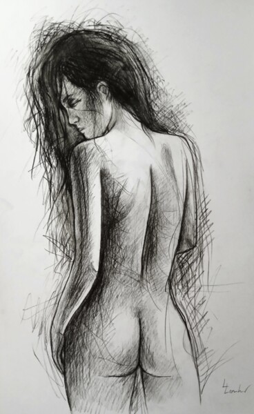 Drawing titled "Angelheart" by Luciano Lombardi, Original Artwork, Charcoal
