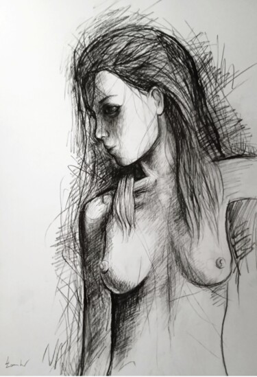 Drawing titled "Emotive" by Luciano Lombardi, Original Artwork, Charcoal