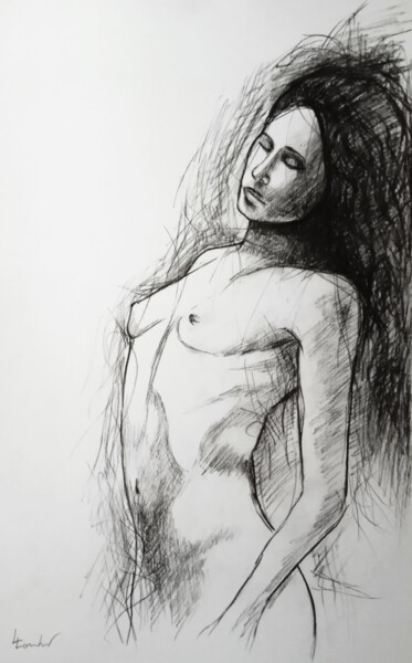 Zeichnungen mit dem Titel "Body and Soul" von Luciano Lombardi, Original-Kunstwerk, Kohle
