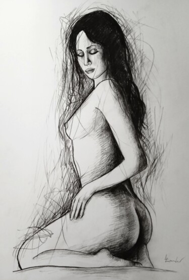 Drawing titled "Angel 4" by Luciano Lombardi, Original Artwork, Charcoal