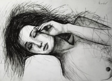 Drawing titled "Telepathy" by Luciano Lombardi, Original Artwork, Charcoal