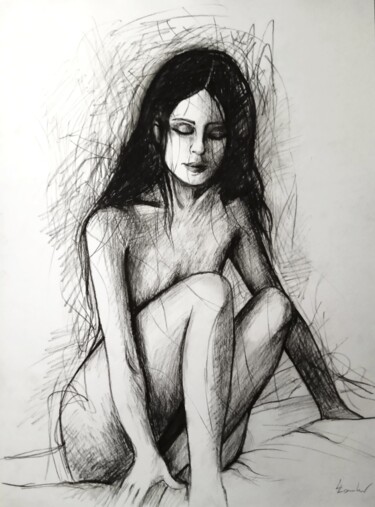 Drawing titled "Angel 7" by Luciano Lombardi, Original Artwork, Charcoal