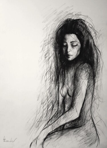 Drawing titled "Kataleya" by Luciano Lombardi, Original Artwork, Charcoal