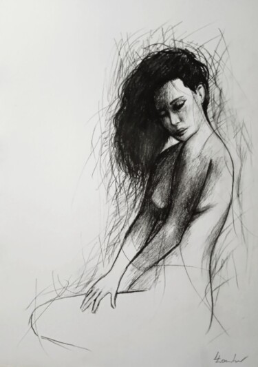 Drawing titled "Classical Feeling" by Luciano Lombardi, Original Artwork, Charcoal