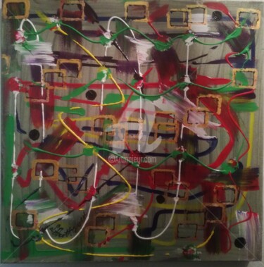Painting titled "Cortocircuito menta…" by Luciano Stuttgard, Original Artwork, Acrylic