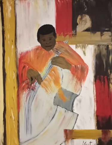 Pintura intitulada "Contrabaixo (óleo s…" por Luciano Costa, Obras de arte originais, Óleo Montado em Painel de madeira