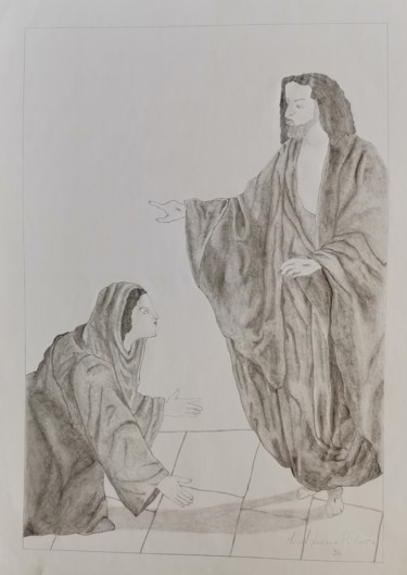 Drawing titled "Messias II  (grafit…" by Luciano Costa, Original Artwork, Graphite