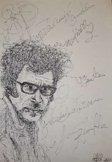 Dessin intitulée "Zeca Afonso  (canet…" par Luciano Costa, Œuvre d'art originale, Stylo gel