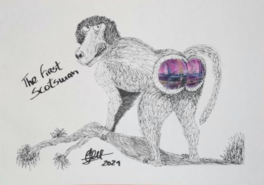 Drawing titled "The first Scotsman" by Luciano Costa, Original Artwork, Ballpoint pen