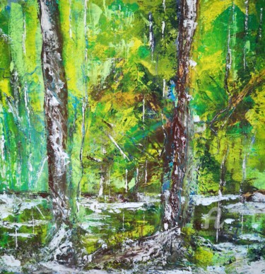 Painting titled "Verde" by Lucie Brunoni, Original Artwork, Acrylic