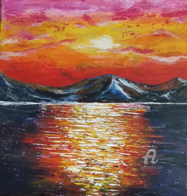 Malerei mit dem Titel "Sunset" von Lucie Brunoni, Original-Kunstwerk, Acryl