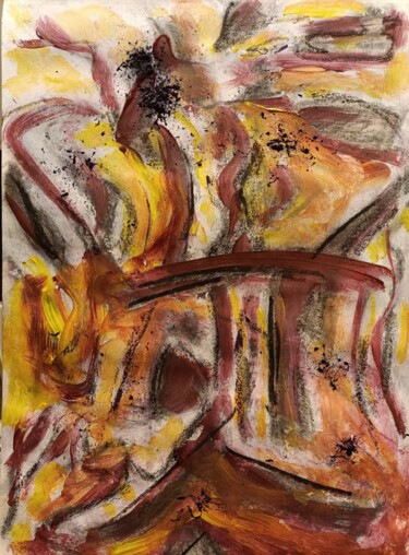 Painting titled "Homam (Sacred Fire)" by Lucie Dehli, Original Artwork, Acrylic