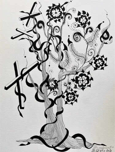 Drawing titled "Arbre de crise" by Lucie Giglio, Original Artwork, Ink