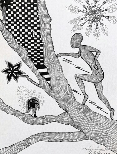 Drawing titled "Arbre porte" by Lucie Giglio, Original Artwork, Ink