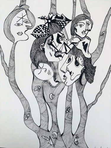 Rysunek zatytułowany „Arbre Pablo” autorstwa Lucie Giglio, Oryginalna praca, Atrament