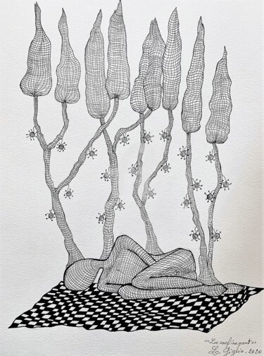 Drawing titled "Arbre fièvre" by Lucie Giglio, Original Artwork, Ink