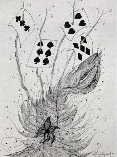 Dessin intitulée "Arbre des cartes" par Lucie Giglio, Œuvre d'art originale, Encre
