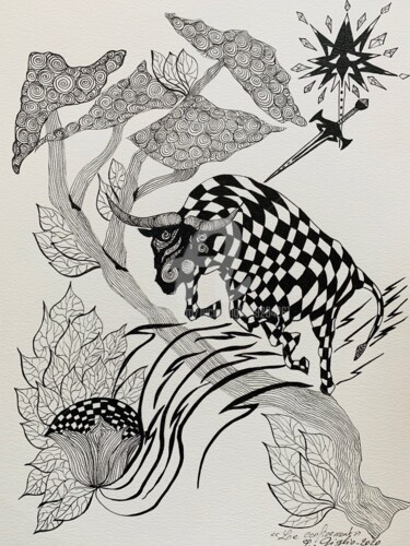 Zeichnungen mit dem Titel "Arbre sauvage" von Lucie Giglio, Original-Kunstwerk, Tinte