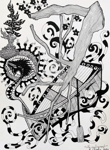 Dessin intitulée "Arbre naufrage" par Lucie Giglio, Œuvre d'art originale, Encre