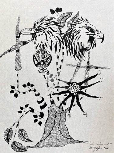 Drawing titled "Arbre rapace" by Lucie Giglio, Original Artwork, Ink