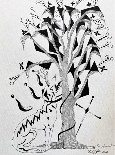 Zeichnungen mit dem Titel "Arbre révolte" von Lucie Giglio, Original-Kunstwerk, Tinte