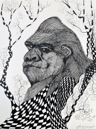 Рисунок под названием "Arbre Gorille" - Lucie Giglio, Подлинное произведение искусства, Чернила