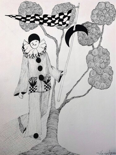 Dessin intitulée "Arbre muguet" par Lucie Giglio, Œuvre d'art originale, Encre