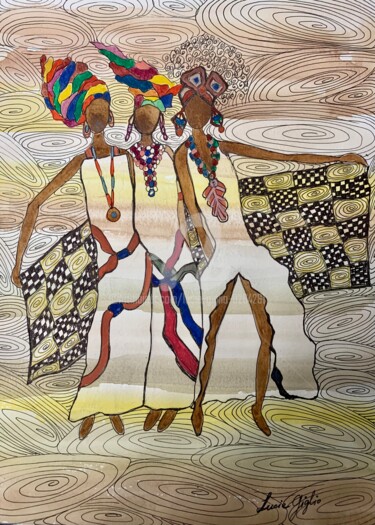 Dessin intitulée "Les danseuses du so…" par Lucie Giglio, Œuvre d'art originale, Aquarelle