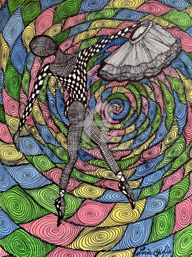 Drawing titled "La danseuse sans tu…" by Lucie Giglio, Original Artwork, Watercolor