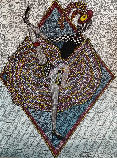 Rysunek zatytułowany „French Cancan” autorstwa Lucie Giglio, Oryginalna praca, Akwarela