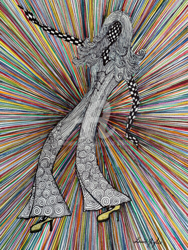 Dibujo titulada "Disco" por Lucie Giglio, Obra de arte original, Acuarela