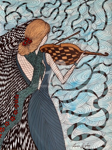 Dessin intitulée "Je t’emmène au vent" par Lucie Giglio, Œuvre d'art originale, Aquarelle
