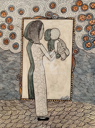 Рисунок под названием "Elle a fait un bébé…" - Lucie Giglio, Подлинное произведение искусства, Акварель
