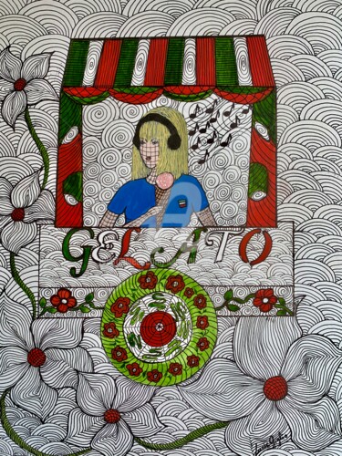 Desenho intitulada "Festa" por Lucie Giglio, Obras de arte originais, Aquarela