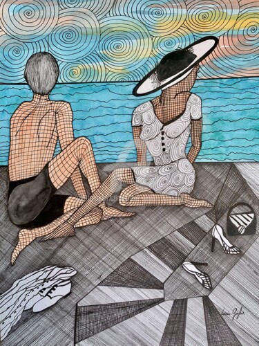 Dibujo titulada "Un moment de détente" por Lucie Giglio, Obra de arte original, Acuarela