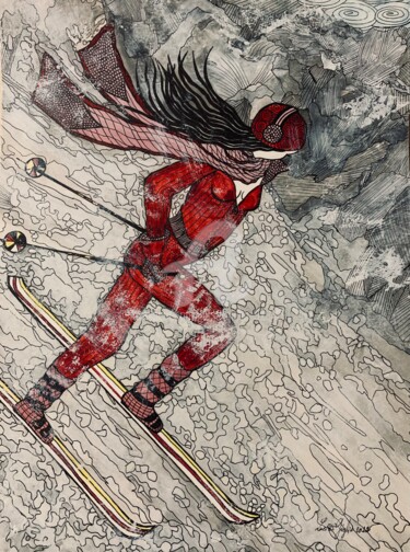 Zeichnungen mit dem Titel "Que la montagne est…" von Lucie Giglio, Original-Kunstwerk, Aquarell