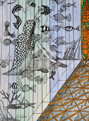 「Au fond de la pisci…」というタイトルの描画 Lucie Giglioによって, オリジナルのアートワーク, 水彩画