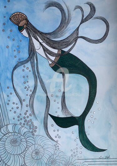 Dessin intitulée "Des bulles de perles" par Lucie Giglio, Œuvre d'art originale, Aquarelle