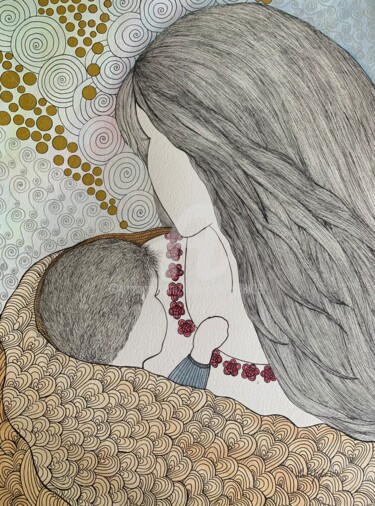 Dessin intitulée "Ma plus belle chans…" par Lucie Giglio, Œuvre d'art originale, Aquarelle