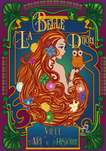 Digitale Kunst mit dem Titel "La belle Dijon" von Lucie-Jade Berthe, Original-Kunstwerk, Digitale Malerei