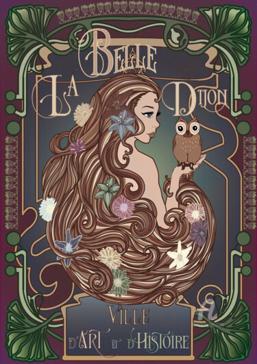 Цифровое искусство под названием "La belle Dijon, sép…" - Lucie-Jade Berthe, Подлинное произведение искусства, Цифровая живо…
