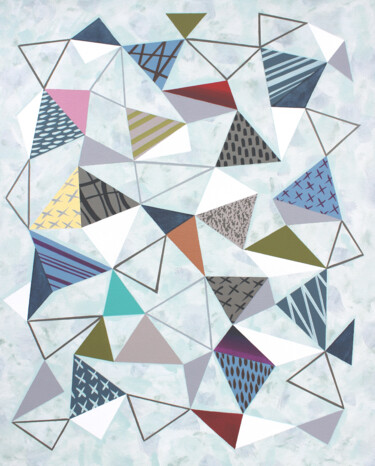 Malarstwo zatytułowany „Triangles 7” autorstwa Lucie Jirků, Oryginalna praca, Akryl Zamontowany na Drewniana rama noszy