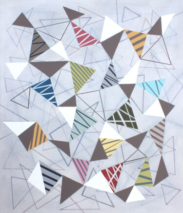 제목이 "Triangles 8"인 미술작품 Lucie Jirků로, 원작, 아크릴 나무 들것 프레임에 장착됨