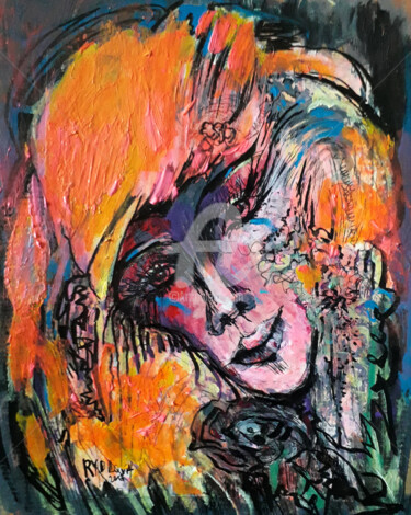 Peinture intitulée "Human / happy woman" par Lucie Rydlova, Œuvre d'art originale, Acrylique