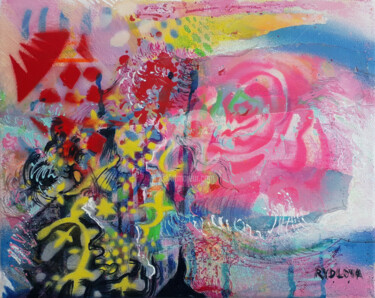 Картина под названием "Star rose" - Lucie Rydlova, Подлинное произведение искусства, Акрил