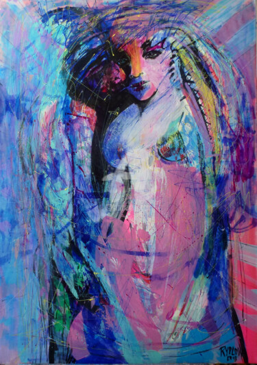 Malerei mit dem Titel "Le baiser" von Lucie Rydlova, Original-Kunstwerk, Acryl