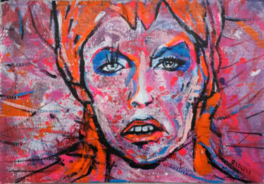 Schilderij getiteld "David Bowie" door Lucie Rydlova, Origineel Kunstwerk, Acryl